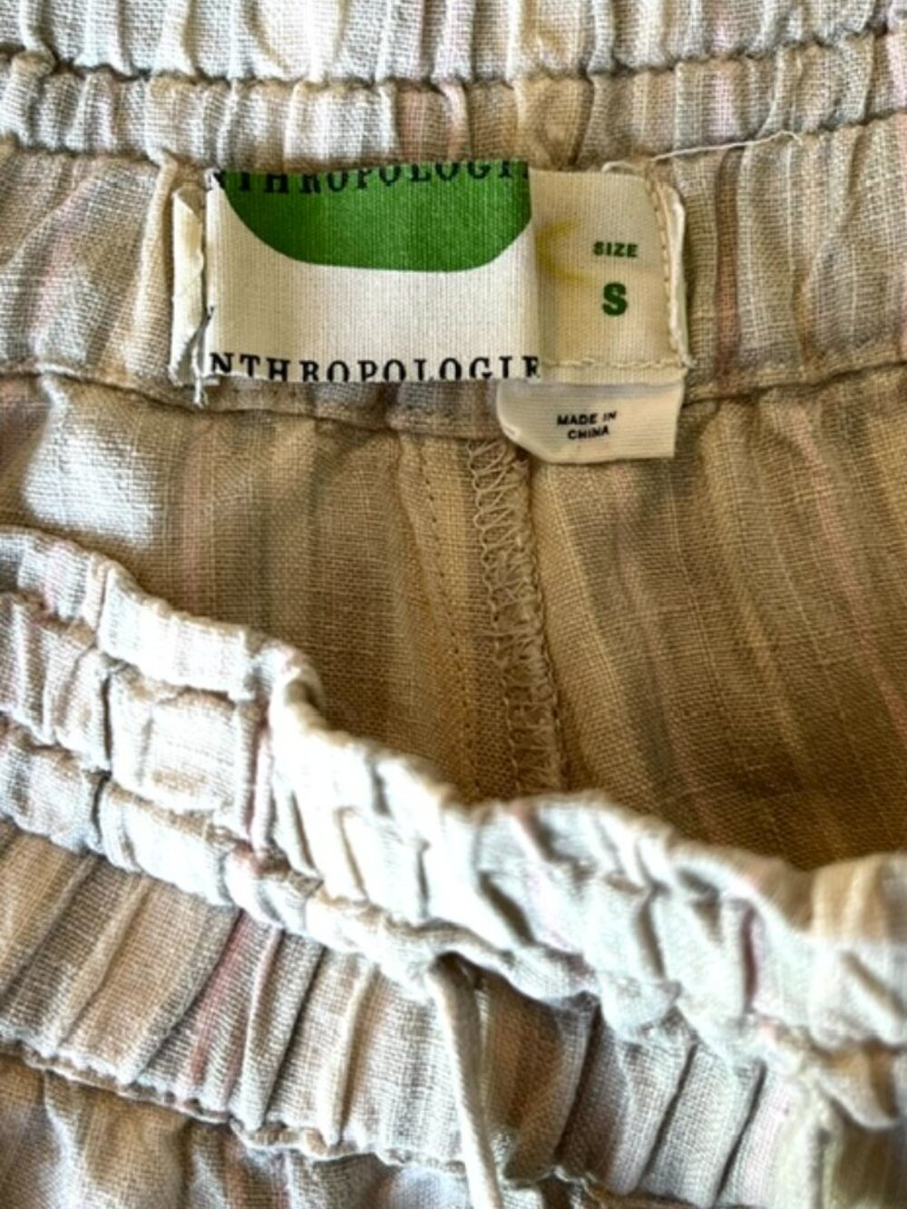 Anthropologie Beachy Linen Stripe Drawstring Shorts | Size S - Picture 10 of 11